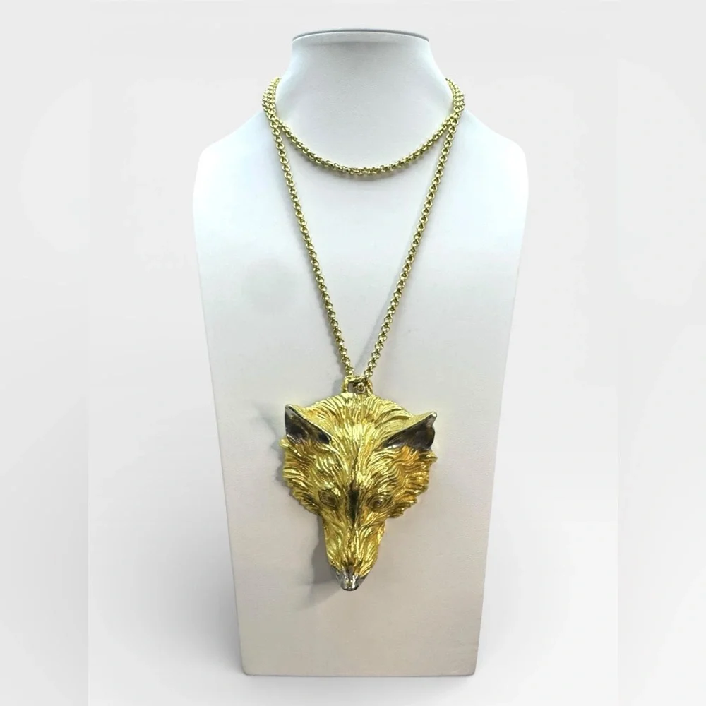 HARRY ROSENFELD Rare Vintage Figural WOLF Head Pendant Necklace